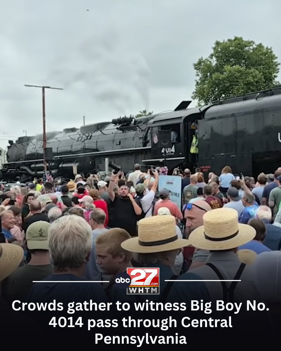 abc27News's tweet photo. Crowds gathered across Central Pennsylvania as Union Pacific's Big Boy No. 4014 made its highly anticipated arrival on Tuesday afternoon.

https://t.co/TYN53CIBkI https://t.co/8Nd1dKsVG6