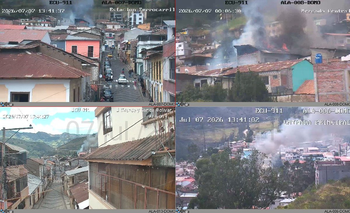 ECU911Ambato's tweet photo. 📍 #Alausí | Desde el @ECU911_ se coordinó la atención de un incendio estructural con el Cuerpo de Bomberos, @PoliciaEcuador y @Riesgos_Ec, tras recibir una alerta a través de la #LíneaÚnicaParaEmergencias 9-1-1 este 7 de julio, a las 13:37, en la Plazoleta 24 de Mayo, cantón Alausí. 🔥

🎥 De manera complementaria, mediante el sistema de #VideovigilanciaECU911 se realizó un monitoreo constante de la emergencia, brindando apoyo a la coordinación operativa durante la atención del incidente.

⚠️ Como información proporcionada por las instituciones de primera respuesta, el incendio afectó una vivienda de construcción mixta, consumiendo en su totalidad el segundo piso del inmueble. No se reportaron personas heridas ni fallecidas; únicamente se registraron daños materiales.