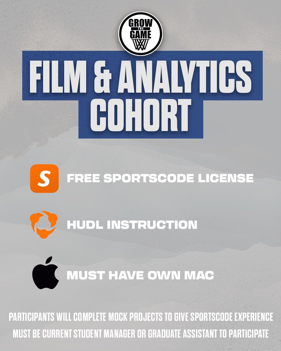 GTGhoops's tweet photo. Last chance to apply for our 2026 Film and Analytics cohort!

Learn how teams use video, data, and scouting to evaluate players, prepare game plans, and make winning decisions. 

Apply here:
https://t.co/VE08myZavF https://t.co/RFb2B8DfjC