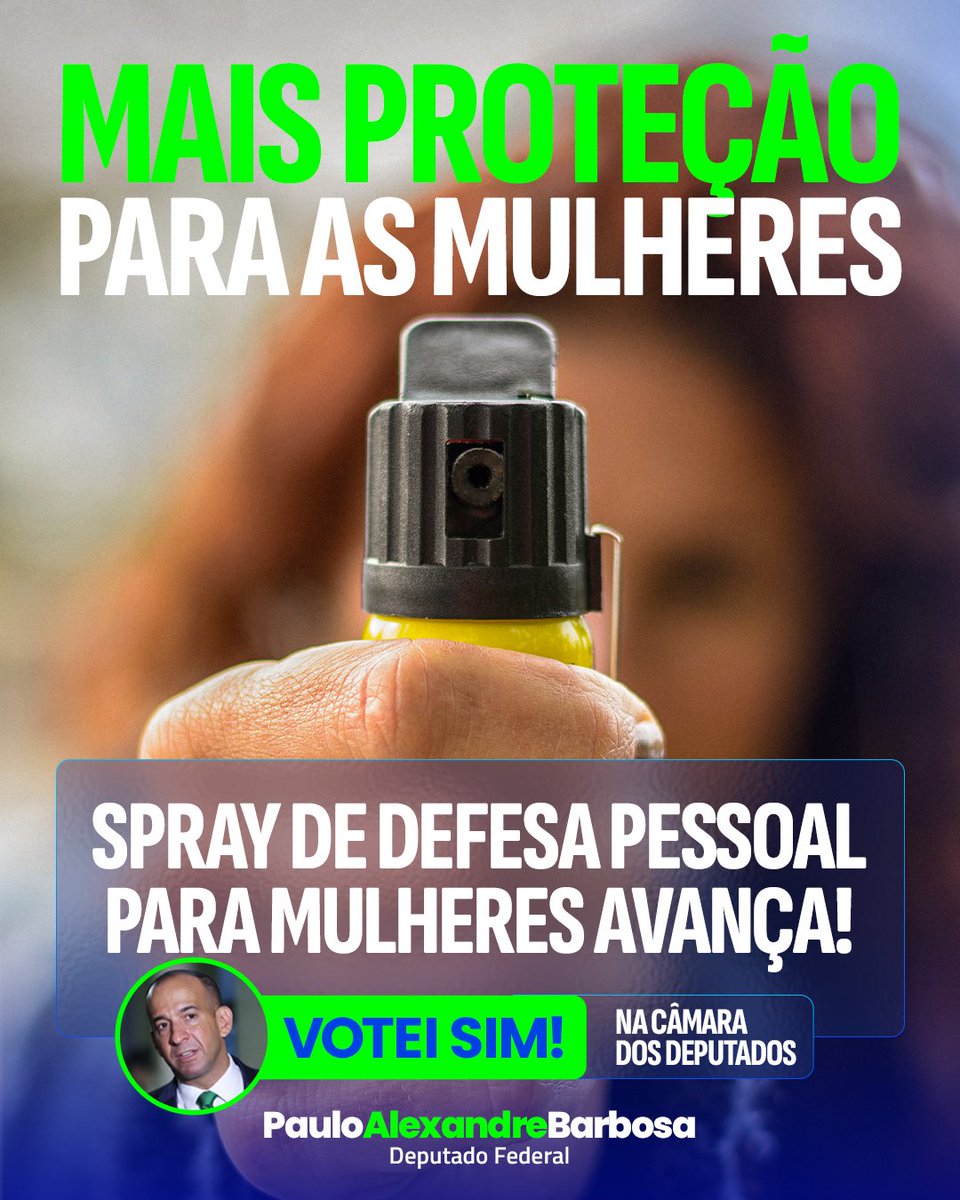 pauloabarbosa's tweet photo. MAIS PROTEÇÃO PARA AS MULHERES! 

Foi aprovado, no Senado, o projeto de lei que autoriza a comercialização, aquisição, posse e uso individual de spray de pimenta (aerossol de extratos vegetais) para defesa pessoal. https://t.co/mDHtKkUi9a