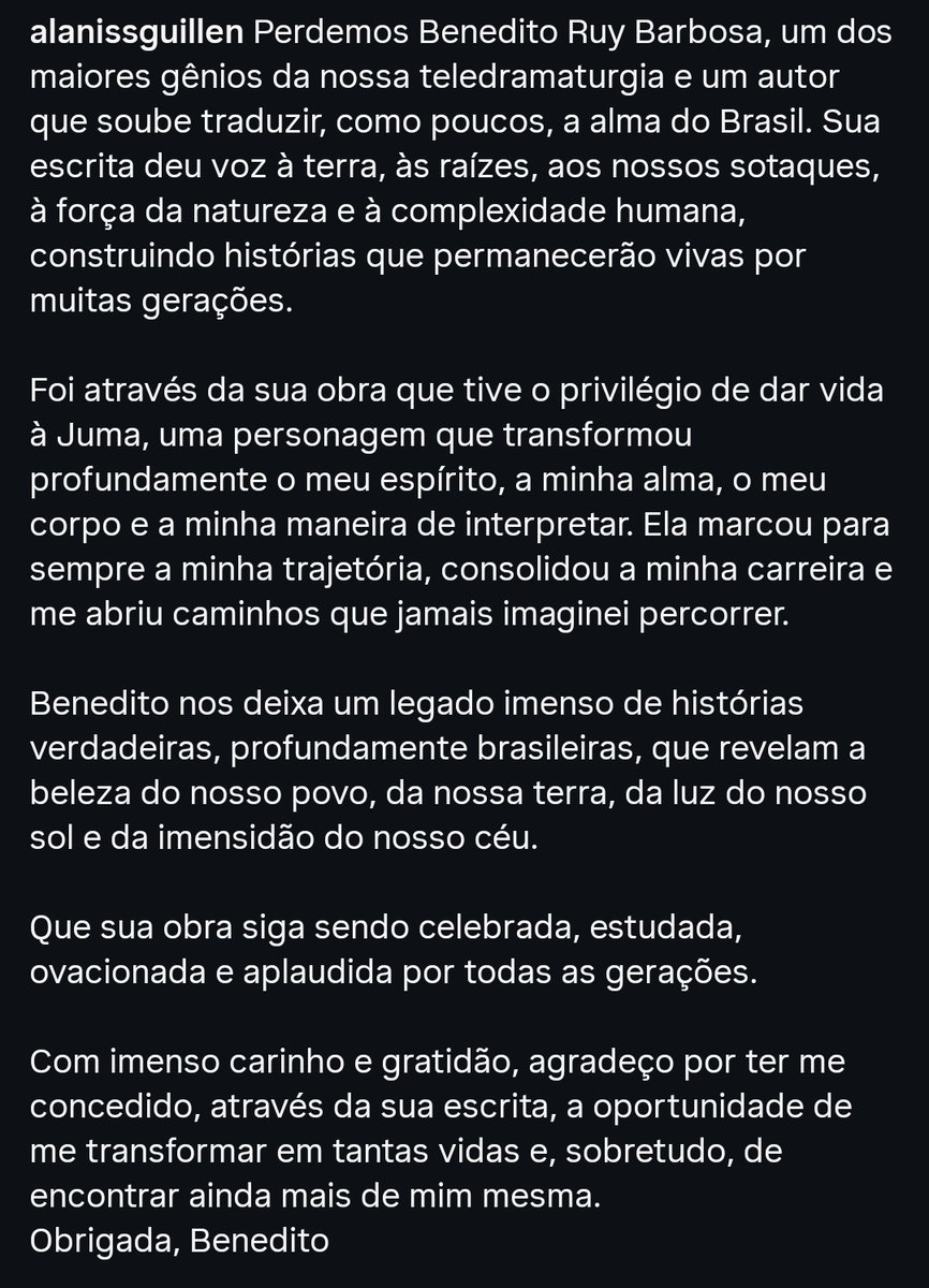 acervoguillen's tweet photo. obrigada pelo presente que foi acompanhar a Juma e tantas outras histórias através do seu talento, Benedito. 

📸 (alanissguillen via instagram feed) https://t.co/8sQtm1lf1j