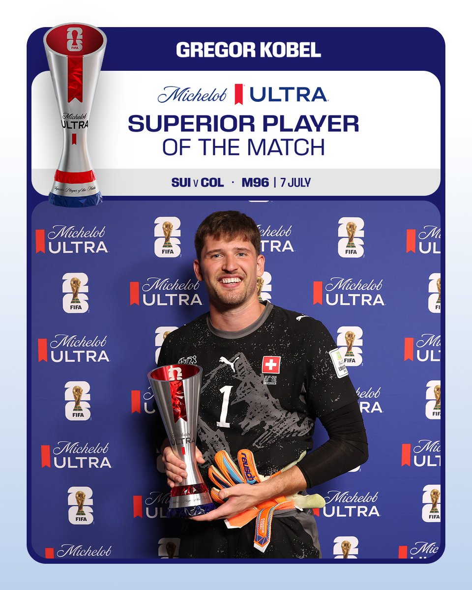 FIFAWorldCup's tweet photo. Chosen by the fans: Gregor Kobel, your @MichelobUltra Superior Player of the Match. 🔥

 #FIFAWorldCup #SuperiorPOTM https://t.co/IrnxHHVpQ1