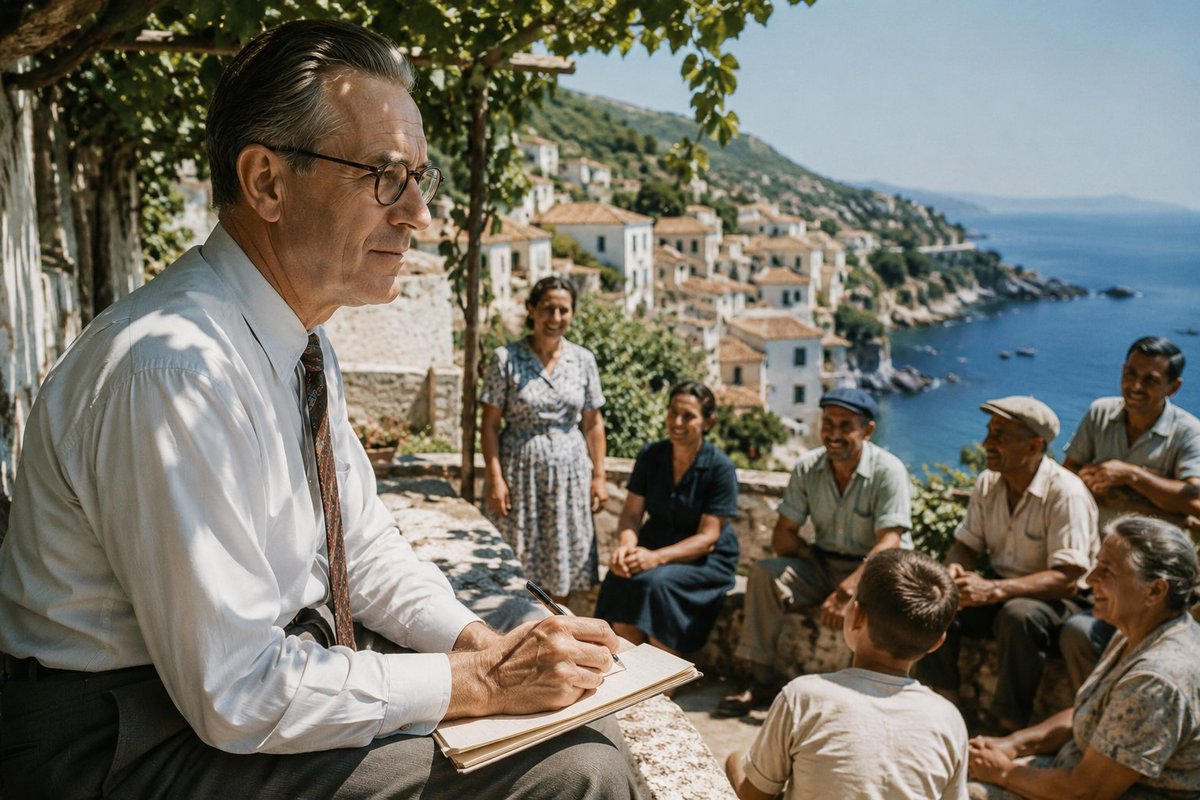 AmmousMD's tweet photo. When Ancel Keys visited southern Italy, he noted the abundant sunshine and how much time people spent outdoors.

Perhaps that was the real reason Mediterranean people were so healthy.

Maybe he should have focused on that instead of vilifying animal fats. https://t.co/Hr0tnv6fVW