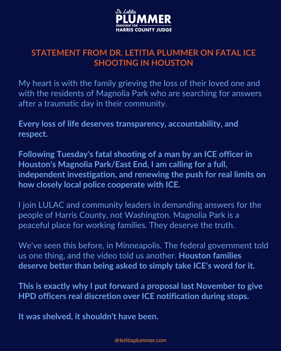 Letitia Plummer for Harris County Judge tweet media