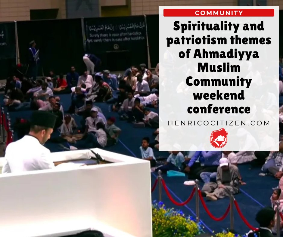 HenricoCitizen's tweet photo. Urdu, Arabic and Islamic imagery intermingled with red, white and blue branding at the 76th annual Ahmadiyya Muslim Jalsa Salana convention this weekend in Richmond, coinciding with the 250th anniversary of the founding of the United States.

https://t.co/0ACJFTRsZ8 https://t.co/323my3wfCu