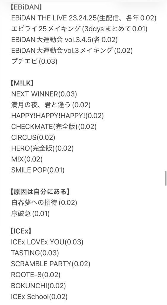 7wsq27's tweet photo. @a EBiDAN ICEx M!LK MILK SMILE POP スマポ エビライ EBiDAN THE LIVE 大運動会 プチエビ 白春夢 序破急 BOKUNCHI 修仲 DaDaDa LIVE 円盤 配信 配布 買取

【譲】SMILEPOP! など⬇️

【求】買取🔗

ギガファイル便での配布
即配布🉑
DMリクエスト反映されないので♡リプにてお気軽にお声掛けください！ https://t.co/izO25hMBjk