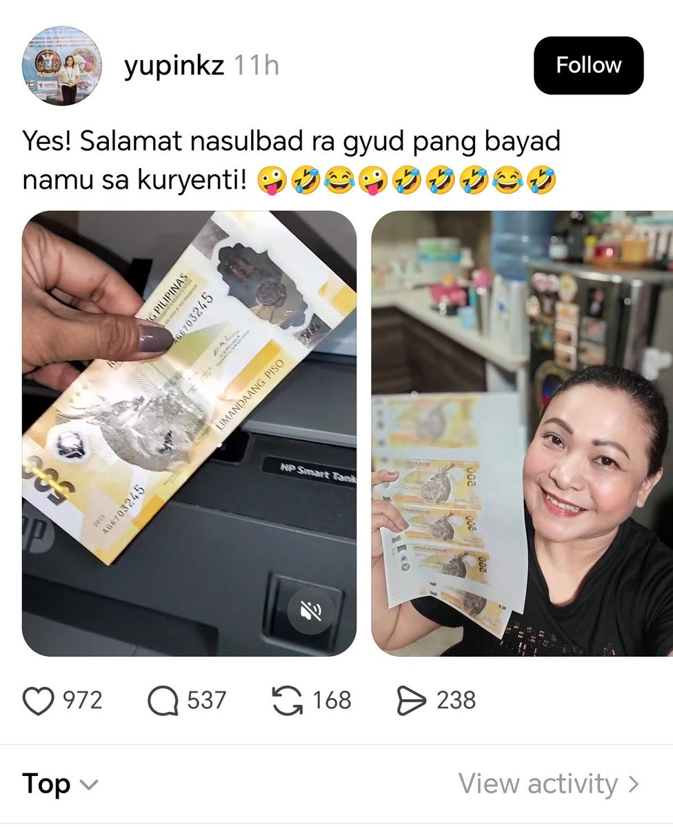 iamrainier23's tweet photo. Wow naging proud sayo teh pero makukulong gawa mo print ng pera diyan ha BSP @BangkoSentral babawal yan ganyan BSP Circular No. 829, Series of 2014 or pwede ka makulong ng 5 or 10 years eh kaya DDS ka eh kukuha @nabunturanguy https://t.co/6V4SoRCDrv