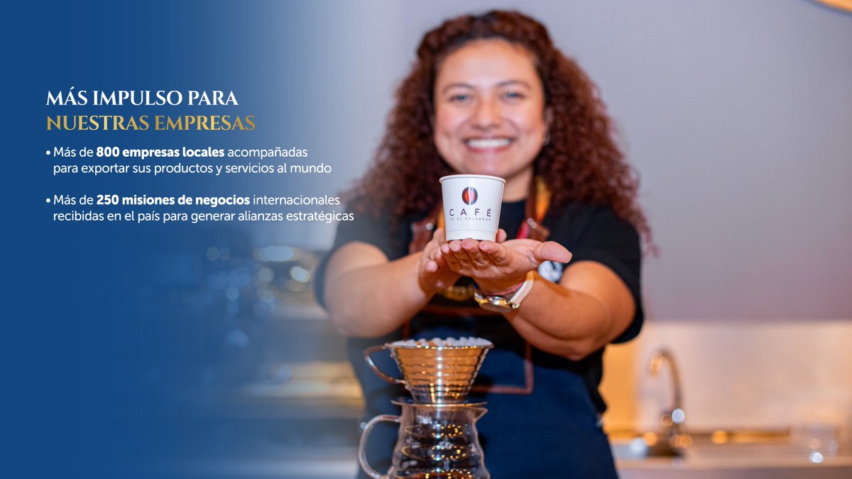 cancilleriasv's tweet photo. Acompañamos a las empresas salvadoreñas en su ingreso a nuevos mercados internacionales y fortalecemos su presencia internacional para generar más oportunidades.

Promover la inversión es transformar el futuro de nuestra gente.

#7AñosCumpliendo https://t.co/Pm9qKWSnkT