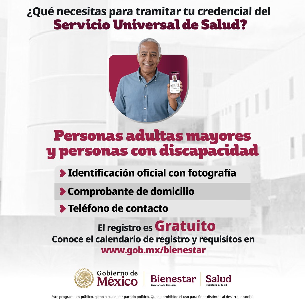 bienestarmx's tweet photo. ¿Qué necesitas para tramitar tu credencial del Servicio Universal de Salud? 👇🏽

 - Identificación oficial con fotografía
 - Comprobante de domicilio
 - Teléfono de contacto

Acude a los #MódulosBienestar para tramitarla https://t.co/Jd9TCsroul