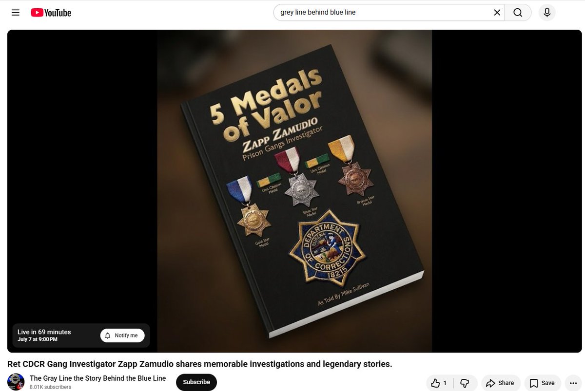 robertrarce's tweet photo. Tonight's podcast, The Gray Line: The Story Behind the Blue Line, at 9 pm EST/6pm PST. ⤵️⤵️⤵️
https://t.co/YqyqUfaguz

Ret CDCR Gang Investigator Zapp Zamudio shares memorable investigations and legendary stories. https://t.co/CqowweCVZG