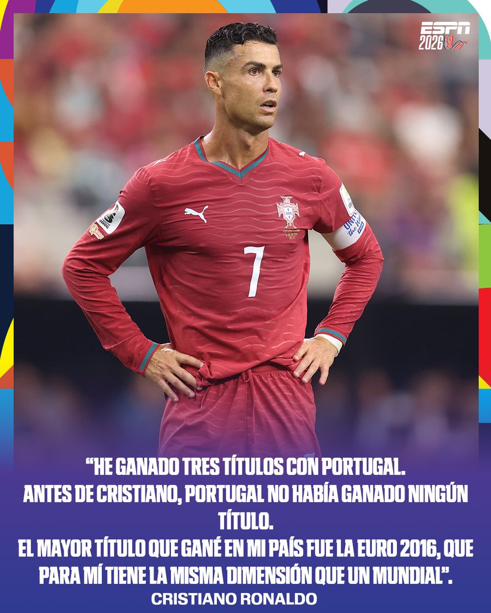 ESPNDeportes's tweet photo. Cristiano Ronaldo mencionó irse con la conciencia tranquila y feliz por haber conseguido tres títulos con Portugal.🇵🇹⚽️ https://t.co/FT82wimt3y