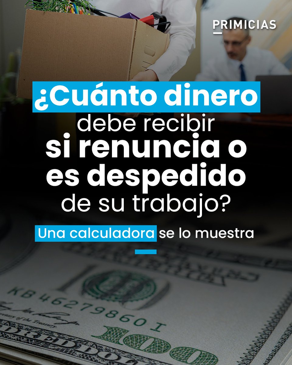 Primicias's tweet photo. 💵 PRIMICIAS desarrolló una calculadora en la que puede estimar cuánto podría recibir de liquidación si es despedido o si renuncia a su trabajo en Ecuador. https://t.co/CdzOtg6X1G https://t.co/EkJazH9o4e