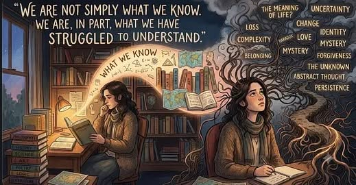 Lorejmay27's tweet photo. This image says something beautiful about reading: we don’t open books only to collect answers. We open them to wrestle with questions, to enter complexity, to sit with uncertainty, and to come out changed.

Maybe wisdom is not knowing everything.
Maybe wisdom is staying curious long enough for mystery to teach us something.

If you agree, we can meet in my literary home: 

Lorena Mayoral | Substack