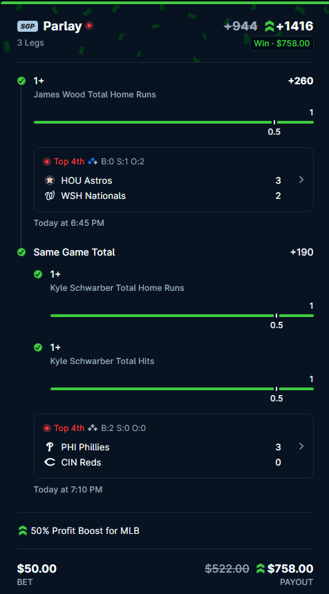 Bobby__Bets's tweet photo. Big boy moves to the night games! Discord cashed the main 2! free to join! Come be a degenerate and sweat these with us! Link below and in bio! https://t.co/HmNv8doa5G