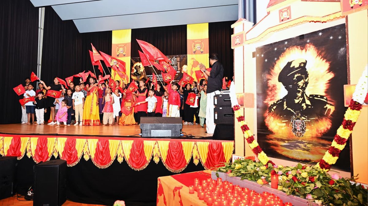 Tamileelam26's tweet photo. சுவிசில் உணர்வெழுச்சியுடன் நடைபெற்ற கரும்புலிகள் நாள் 2026!

தமிழீழ வீரமிகு விடுதலைப்போரில் தேசிய விடுதலையை மட்டுமே தாரக மந்திரமாக தமக்குள் கொண்டு தமது இறுதி இலக்கில் உறுதி தளராது  எத்தடை வரினும் அதையெல்லாம் உடைத்தெறிந்து  காற்றுப்புகா இடத்திலும் கணையாய் புகுந்த காவலர்களாம் தரை, கடல், வான் கரும்புலிகள் நினைவு சுமந்த எழுச்சி நிகழ்வான கரும்புலிகள் நாள் 05.07.2026 ஞாயிறு அன்று பேர்ண் மாநிலத்தில் உணர்வெழுச்சியுடன் நினைவுகூரப்பட்டது.
சுவிஸ் தமிழர் ஒருங்கிணைப்புக் குழுவின் ஏற்பாட்டில் நடைபெற்ற இவ்வெழுச்சி  நிகழ்வில் பொதுச்சுடரேற்றலுடன், தமிழீழத் தேசியக்கொடி ஏற்றி வைக்கப்பட்டதனைத் தொடர்ந்து ஈகைச்சுடர் ஏற்றப்பட்டு மலர்மாலை அணிவிக்கப்பெற்றது. தொடர்ந்து அகவணக்கத்துடன் சுடர்வணக்கம், மலர்வணக்கம் செலுத்தப்பட்டது. மக்களால் சுடர், மலர் வணக்கம் செலுத்தப்பட்ட சமவேளையில் இசைக்கலைஞர்களால் எழுச்சிப் பாடல்களும்; வழங்கப்பட்டன.
தமிழீழ விடுதலைப் போராட்ட வரலாற்றில் 1987ம் ஆண்டு யூலை மாதம் 05ம் நாள் கரும்புலி கப்டன் மில்லர் அவர்களின் தாக்குதலுடன் கரும்புலிகள் சகாப்தம் தொடங்கிவைக்கப்பட்டது. நூற்றுக்கணக்கான பேர்ண் மாநிலம் வாழ்மக்களுடன், சுவிசின் பாகங்களிலிருந்தும் கலந்து கொண்ட மக்கள் கரும்புலிகளிற்கு வீரவணக்கம் செலுத்தியமையானது அவர்களின் தேசிய உணர்வையும், இலட்சியப்பற்றையும் மீளவும் வெளிப்படுத்தி நிற்கின்றது.

எமது மக்களின் விடுதலைக்காகத் தமது உயிர்களையே ஆகுதியாக்கிய உன்னத மறவர்களை நினைவுகூரும் இவ் வணக்க நிகழ்வின் எழுச்சி நிகழ்வுகளாக எழுச்சிப்பாடல்கள், இளையோர்களின் எழுச்சி நடனங்கள், எழுச்சிமிகு கிராமியப்பாடல்கள் போன்றவற்றுடன் காலத்தின் தேவை கருதிய சிறப்புரையும் இடம்பெற்றன. 

நிகழ்வின் இறுதியாக நம்புங்கள் தமிழீழம் நாளை பிறக்கும் என்ற பாடலை அனைவரும் சேர்ந்து பாடி, தமிழீழத் தேசியக்கொடி கையேற்றலினைத் தொடர்ந்து, தாரக மந்திரத்துடன் நிகழ்வுகள் உணர்வெழுச்சியுடன் நிறைவுபெற்றன.

சுவிஸ் தமிழர் ஒருங்கிணைப்புக்குழு