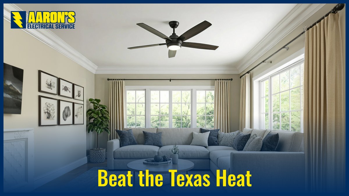 ElectricByAaron's tweet photo. Stay cool this summer with a professionally installed ceiling fan. 🌬️⚡

Reduce strain on your AC and lower energy use.

Learn more: https://t.co/j5qpe4WoHr

#HoustonElectrician #CeilingFanInstallation #SummerComfort #ElectricalService https://t.co/LuKwn4h2Mp