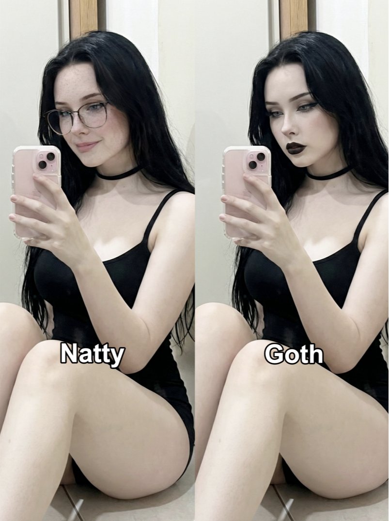 blairgothxo's tweet photo. YES for natty. HEY for goth. which version of me are you choosing? https://t.co/kHRDR7VSdu
