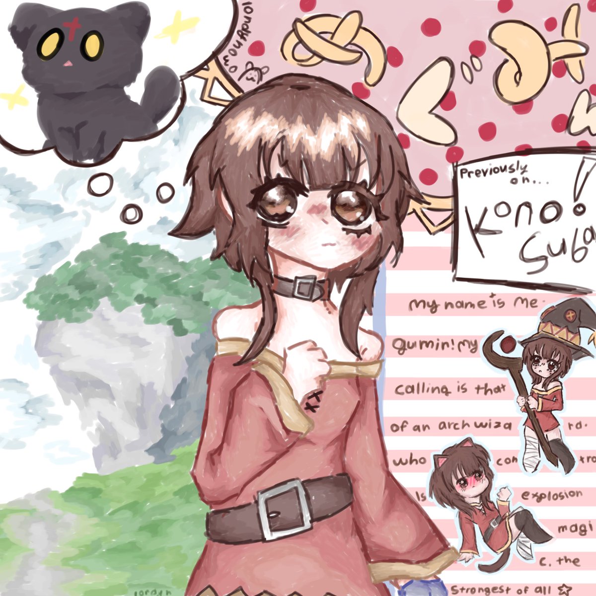 londyn0w0's tweet photo. Iโm not drawing that annoying ahh castle. Time: 2:42 #konosuba #meguminfanart #art #fanart #beginnerartisr #artmoots #artshare #illustration https://t.co/7wdjMKcikV