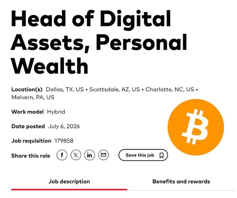 heatherjuron096's tweet photo. JUST IN: $12 trillion Vanguard is now hiring for a Head of Digital Assets to develop their "multi-year digital assets roadmap and drive execution." 👀 https://t.co/AOqkoNMuIV