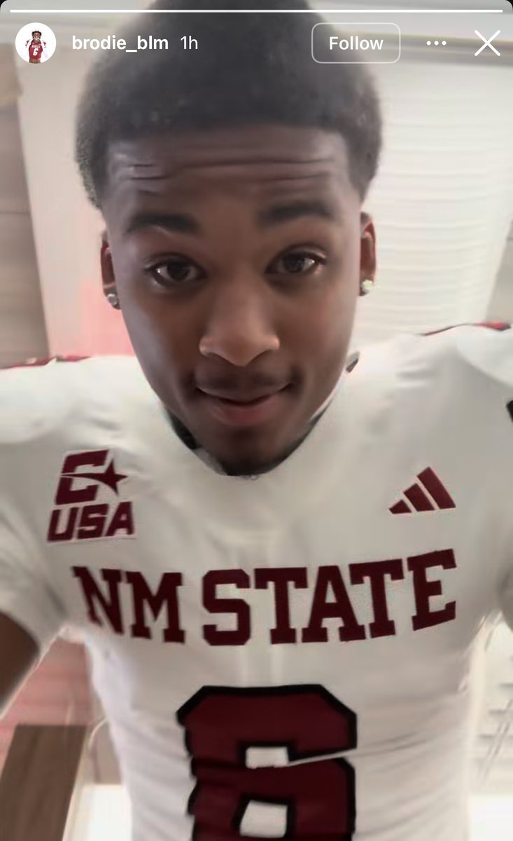 Nick_Coppola__'s tweet photo. I believe NMSU WR Brodie Malone-Bradford has leaked the Aggies’ new white and crimson uniforms from Adidas on his Instagram story lol https://t.co/yR4m7cM2FM