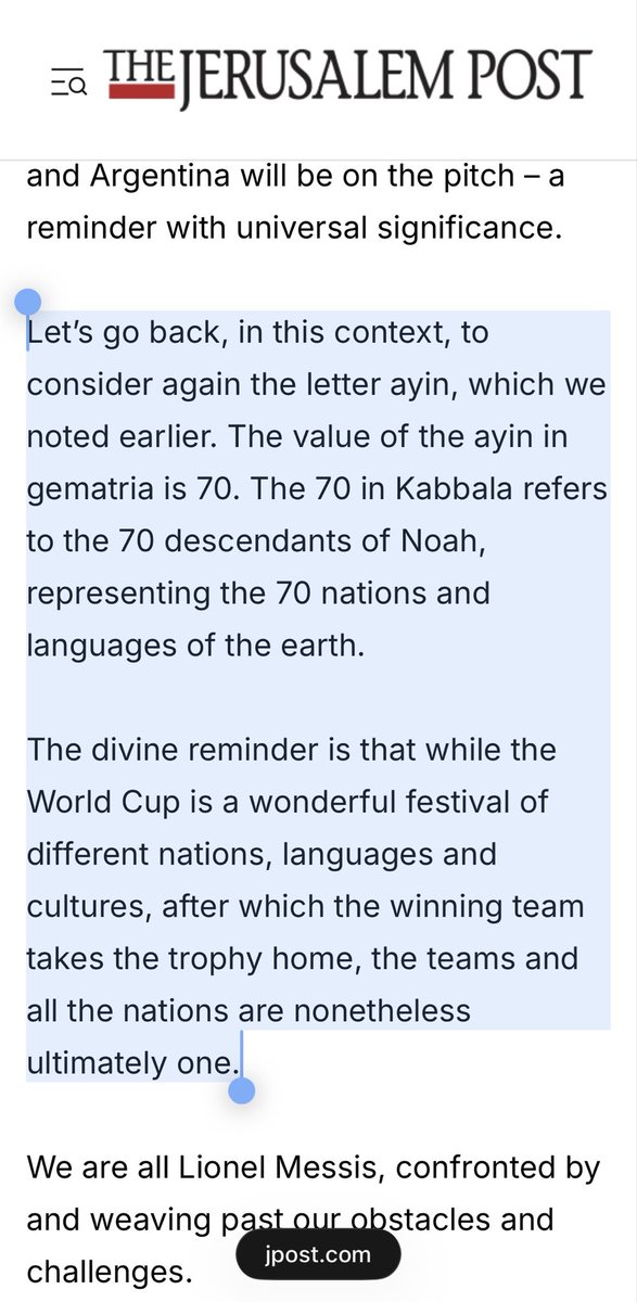 leakompas's tweet photo. @genzwantsTND @officialrnintel That last fucking sentence… 70 nations, the descendants of Noah.
"WHILE the World Cup is (…), all teams and ALL nations are nonetheless ultimately one."
70 Nations - Goyim (literal meaning)
Descendants of Noah - Being subjugated to the 7 Noahide Laws

https://t.co/rAGDAWenwv https://t.co/1UN6qBTQ5W