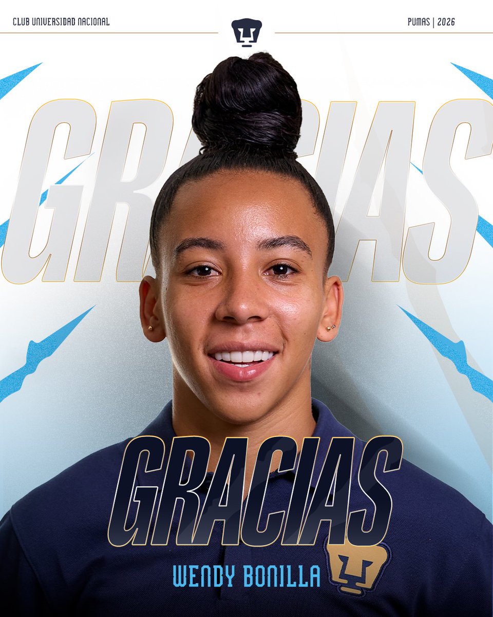PumasMXFemenil's tweet photo. Agradecemos a Wendy Bonilla por su entrega y dedicación defendiendo nuestros colores.

El Club Universidad Nacional le desea el mayor de los éxitos en la siguiente etapa de su carrera profesional.

#SiemprePumas https://t.co/EjVwzzpkIx