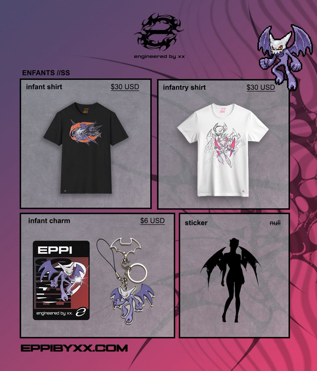 epitaphxx's tweet photo. EPPI S/S 26 
enfants: flesh and steel, available online.

baby eppi | cyb3r graphic t-shirt: 
* eyelet hardware for keychain integration 
* athletic fit; size up for comfort

baby eppi acrylic charm:
* key ring, and buckle enclosure (compatible with shirt) 
* collectible card https://t.co/KKO9fMTiug