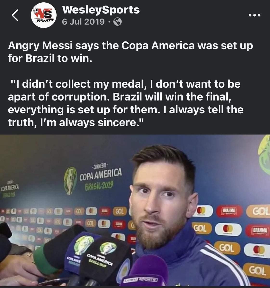 Biggnewton's tweet photo. “Messi is humble” is the greatest lie in football history 😂 https://t.co/93iDYvRRYR