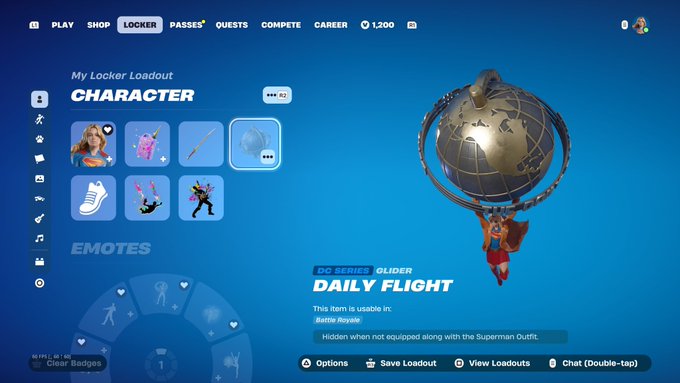 LEBATMAN1939's tweet photo. Day 12 of asking @Fortnite @FortniteStatus and @EpicTofuChris to allow the Superman (2025) and Supergirl outfits use the Daily Flight glider and the Kal-El's Cape glider. https://t.co/LfulgIDFHC