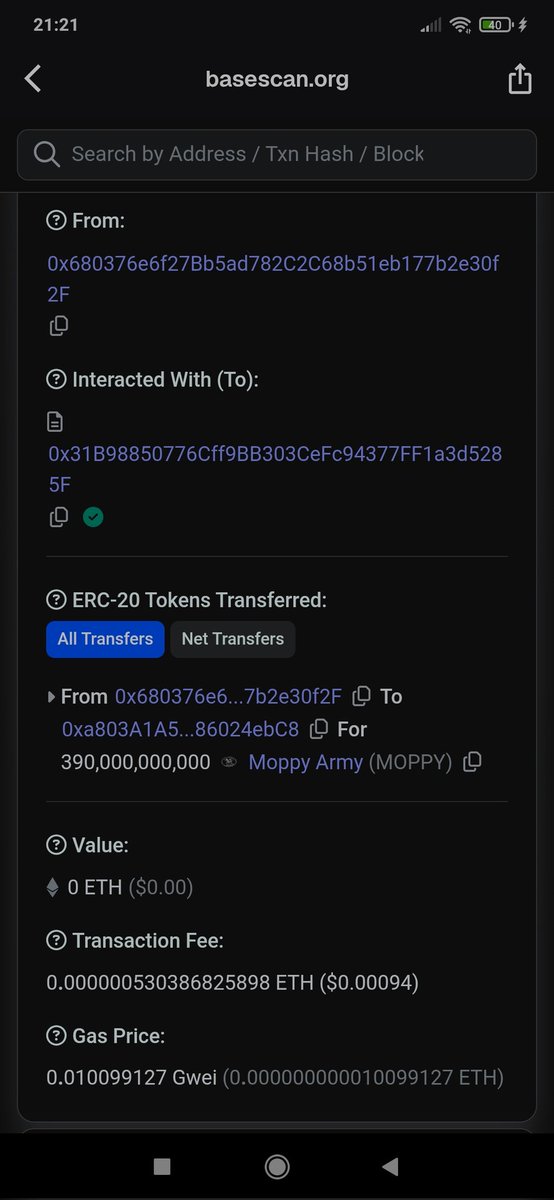 ArmyMoppy's tweet photo. @801ayiob Tokens $MOPPY sent 🚀 https://t.co/y6KwZ0EMzA