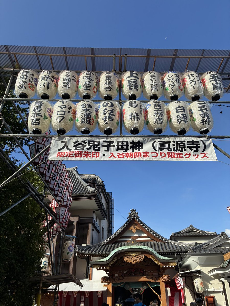 yuukashima's tweet photo. 朝の入谷朝顔市へお散歩（起きれた）
入荷前だったらしく、朝顔の置いてあるお店は二軒だけでした https://t.co/q6q6szjZYX