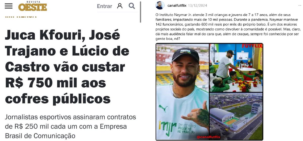 IdalinoeRachel's tweet photo. Enquanto o "cafejeste" do @neymarjr tem um instituto sem fins lucrativos e dedicado às causas sociais ajudando famílias há mais de 11 anos, o @BlogdoJuca ajuda ...o Juca.
Quanta diferença! https://t.co/YjUQhsclTW