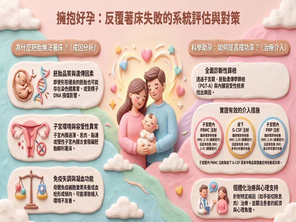 infertility_tw's tweet photo. 試管植入又失敗了？別氣餒！面對「反覆著床失敗(RIF)」，我們需要的是精準打擊🎯
        胚胎、子宮環境(如息肉或發炎)、免疫系統或男方精子DNA受損，都可能是卡關原因。 
         最新實證醫學推薦3大有效提升懷孕率的療法： 
✅ 子宮腔PBMC注射 
✅ 皮下G-CSF注射 
✅ 子宮腔PRP注射
           別盲目花錢做無效治療！備孕卡關，請找專業生殖醫師為您量身打造專屬好孕對策，進行個體化評估💡
#試管嬰兒 #反覆著床失敗 #備孕 #PRP #李永全醫師 #阮綜合生殖中心