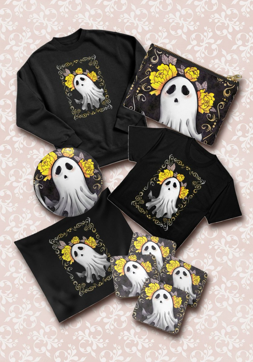 rumcherry_'s tweet photo. get some cute ghost merch before spooky season arrives!!! 👻🌼🖤

https://t.co/BPHQ5YgY72 https://t.co/8xpAWq1kld