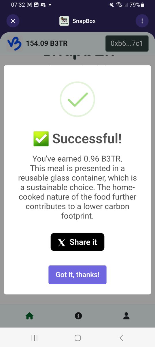 MyuraPhasu73047's tweet photo. Just earned 0.96 $B3TR thanks to SnapBox! πΈπ±π₯
Eat sustainably, get rewarded. Reduce your carbon footprint π
Want bigger rewards?
π³οΈ Vote SnapBox on VeBetterDAO!
More votes = Bigger impact πβ¨
#vechain #B3TR $VET #snapbox #vebetterdao @snapboxonlinee https://t.co/GD48DmD99e