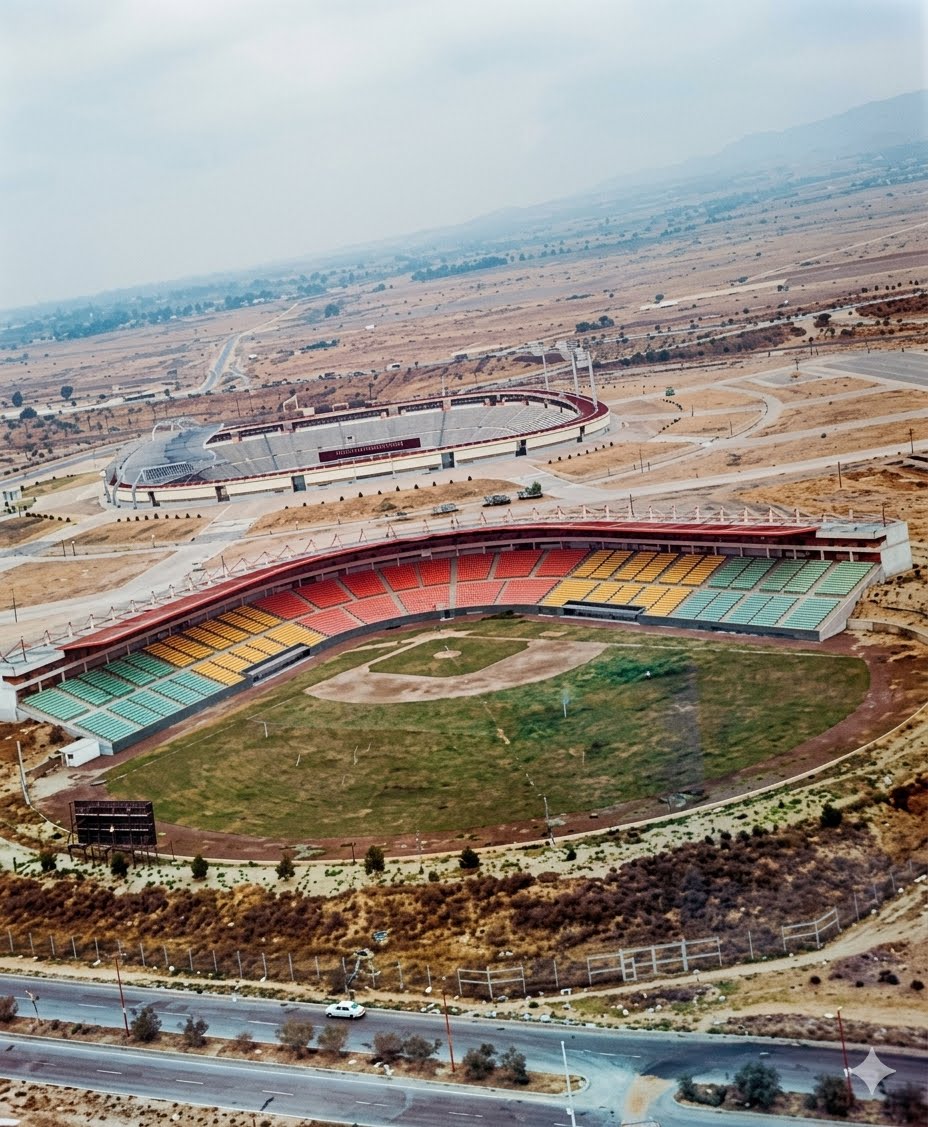 MXESTADIOS's tweet photo. Puebla en los años 70.
Al fondo, el estadio Cuahutémoc en su diseño original de un solo bloque de gradas bajo nivel del suelo.
En primer plano, el naciente Estadio Hermanos Serdán, casa de los Pericos. https://t.co/aOxgwF4kjl