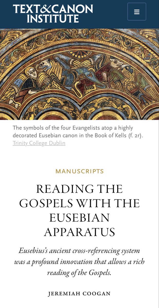 pjgurry's tweet photo. Finally covering Eusebius’s Gospel apparatus @TextandCanon. Stay tuned. https://t.co/KpYAXSedsc