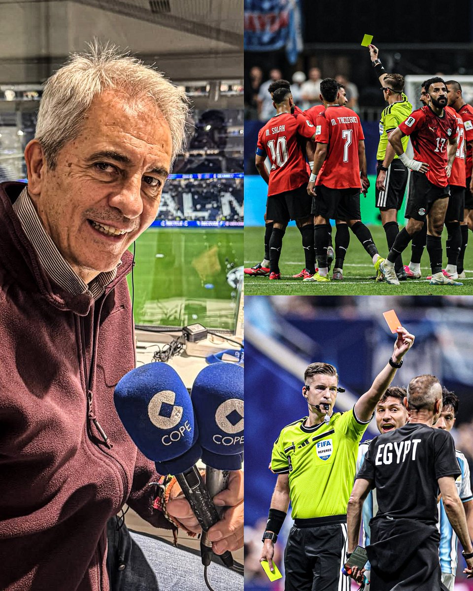 AtaqueFutbolero's tweet photo. 🤬🇪🇸🇦🇷 Las palabras de Manolo Lama, histórico relator español, catalogando Argentina-Egipto como uno de los MAYORES ROBOS DE LA HISTORIA DEL FÚTBOL:

 “Hoy hemos vivido una gran remontada de Argentina y uno de los MAYORES ATRACOS DE LA FIFA AL FÚTBOL MUNDIAL.

Lo que le han hecho a Egipto es la mayor GOLFADA que yo he visto en mi vida. La jugada la dan gol, termina y luego al del VAR le da la gana revisar y LE TRAGAN EL GOL A EGIPTO.

En el tercer gol de Argentina puedes revisar dos cosas que ocurren en el área de Argentina, DOS: un agarrón claro sin opción de balón, lo agarra y lo tira a un delantero egipcio. Luego, un leve toque con el pie a Salah, que si te pones a revisarlo y lo miras, igual que el pisotón, es pisotón, el toque dentro del área, es toque.

Para mi NO ES FALTA AL JUGADOR DE ARGENTINA NI ES PENALTI A SALAH, pero en uno lo revisa y el señor del VAR le apetece decírselo por abajo, y en el otro SE METE LA LENGUA EN EL CUL* y no dice nada.

La mano de Maradona que yo la vi, el gol de Thierry Henry… pero lo de hoy es una golfada que entrará en la historia.

Esto no quita que Argentina ha merecido ganar y que Messi no es el mejor jugador del mundo, es el MEJOR DE LA HISTORIA, pero que el árbitro y el VAR son dos sin vergüenzas, punto”.

Vía @partidazocope.