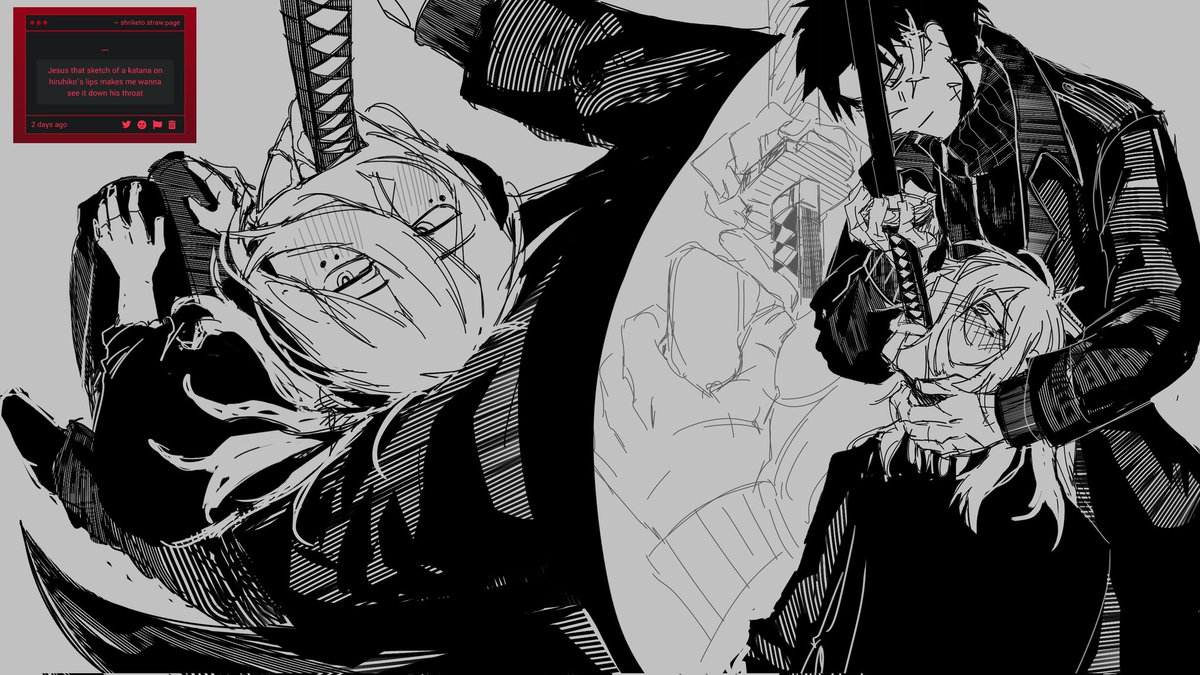 shrike_to's tweet photo. [kb] cw suggestive/nsfw ; swallowing swords https://t.co/O51cNliHtz