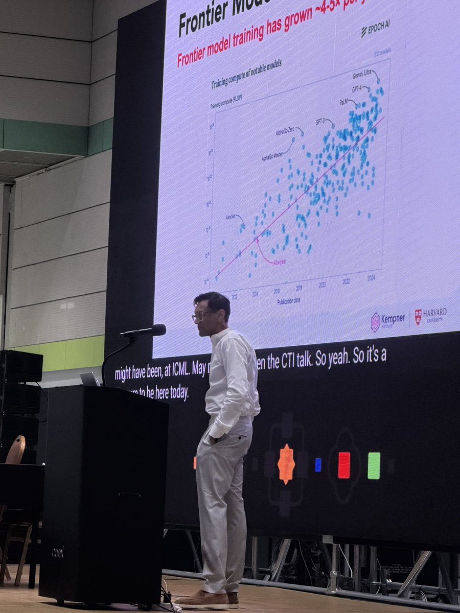 icmlconf's tweet photo. @ShamKakade6 gave an incredible talk this morning to a packed house! #icml2026 https://t.co/WxH6Zsg9d1