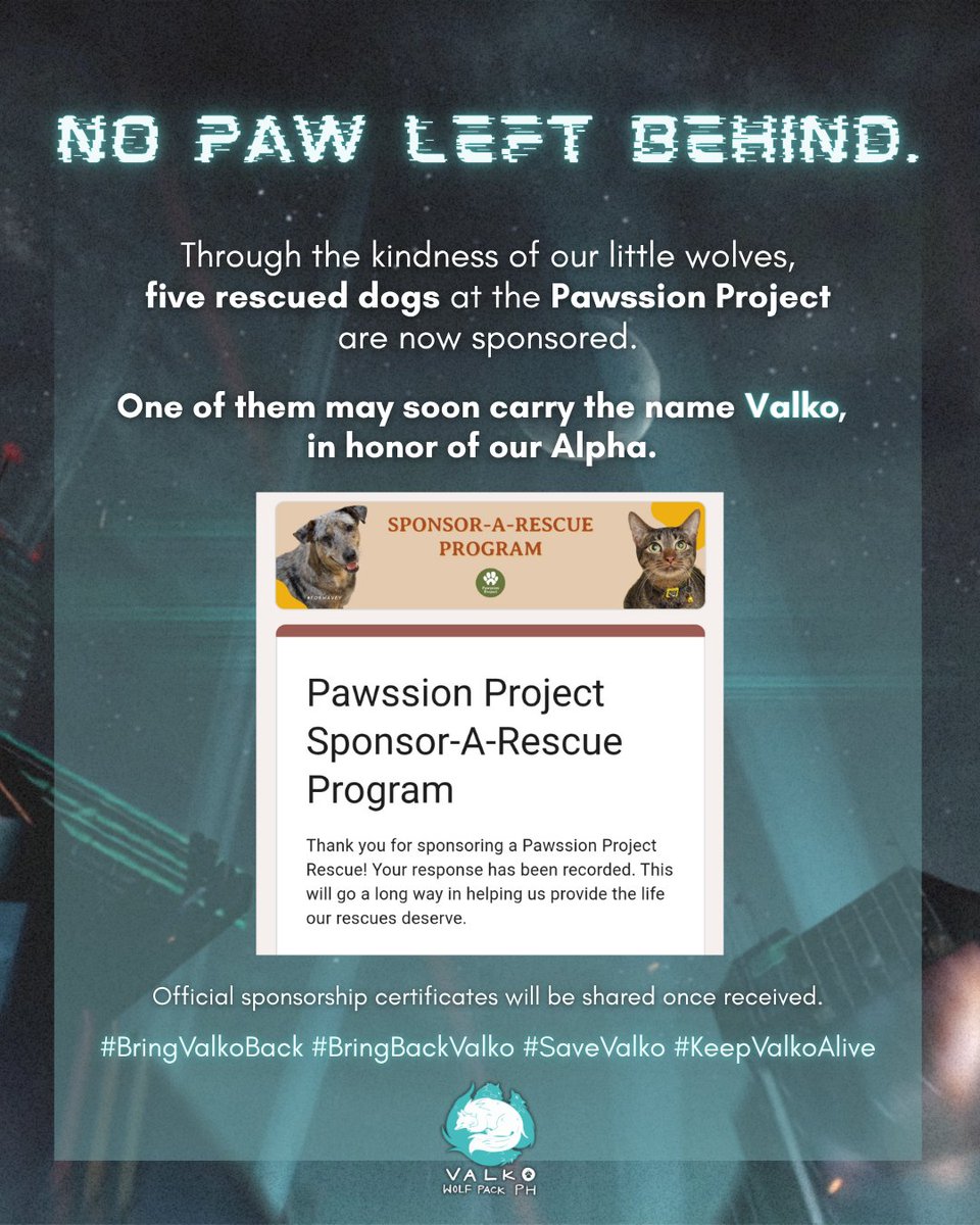 arisu_juuken's tweet photo. Thanks to the incredible generosity of our little wolves, Valko's Wolf Pack PH has successfully sponsored five rescued dogs under Pawssion Project.

Soon, one of them may proudly carry the name "Valko." 🐺💚

#BringValkoBack #BringBackValko #SaveValko #ValkosWolfPackPH https://t.co/BMT9jgUxmk