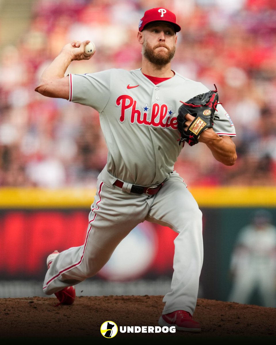 UnderdogMLB's tweet photo. Zack Wheeler vs. Reds:

7 IP
1 ER
14 K (ties career-high)
4 H
0 BB
39% Whiff rate

2.28 ERA, .190 BAA this season. Not an All-Star. https://t.co/UIoLwwVtk6