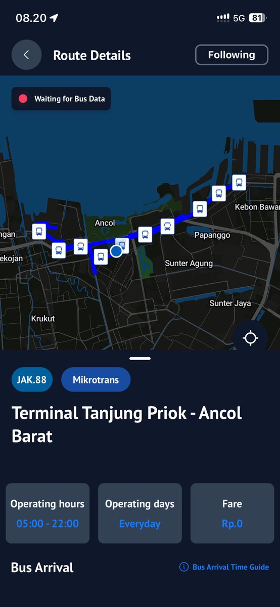 sagmabigdig's tweet photo. @PT_Transjakarta jak 88 armada nya ga terpantau di aplikasi nih min https://t.co/R5LFzGnnWc