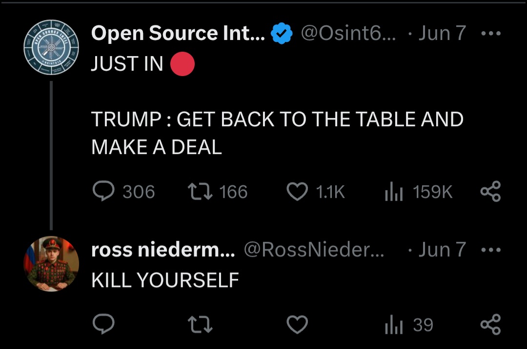 trashie115's tweet photo. @RossNiederman @nyprepper1 @ChukesOutdoor No, explain why you told an account to kill himself, why are you inciting violence https://t.co/uyU9Msk1gx