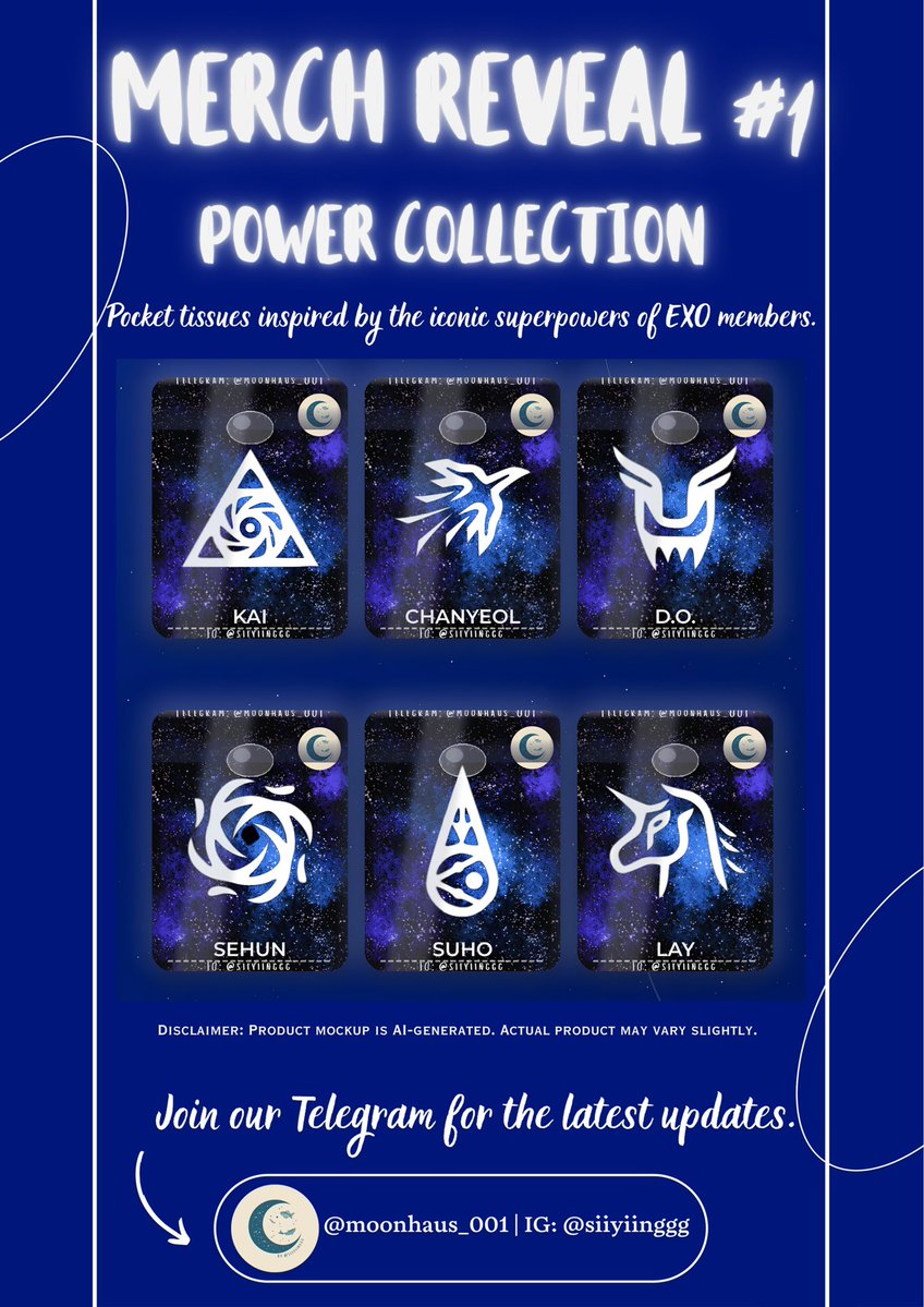 siiyiing01's tweet photo. ✨ EXO-Ls, we’ve officially started revealing our concert merch! 💙

So far we’ve revealed:

⚡ Merch Reveal #1 — Power Collection
Pocket tissues inspired by the iconic superpowers of EXO members.

♻️ Merch Reveal #2 — Collab Recycling Bag
A foldable recycling bag with matching pouch, designed for EXO-Ls to use during the concert and beyond!

All merch is fan-made with love for the EXhOrizon SG concert. 🥹

For the latest merch reveals, giveaways and event updates, join our Telegram channels:

💙 Moonhaus:

https://t.co/4JnwX12A6c

💙 BBHsanta INSTOCKS:

https://t.co/PObSEU9oL3

More merch is on the way… 👀

#EXOL #EXOinSingapore #EXhOrizon #EXhOrizonSG #EXOLSG #FanmadeMerch #Suho #Kai #Chanyeol #Kyungsoo #Lay #Sehun