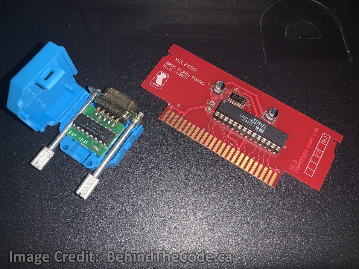 _BehindTheCode's tweet photo. The Blue DE9 dongle shown contained a special CIC security chip for the #N64 console.😎🤘
These #Rareware dev cartridges also accommodated special red coloured Flash memory boards for storing game save data. #RareLtd #Flashboard #Flash #Nintendo #n64 #gamedev #retrogaming https://t.co/X3pbQ52eAN