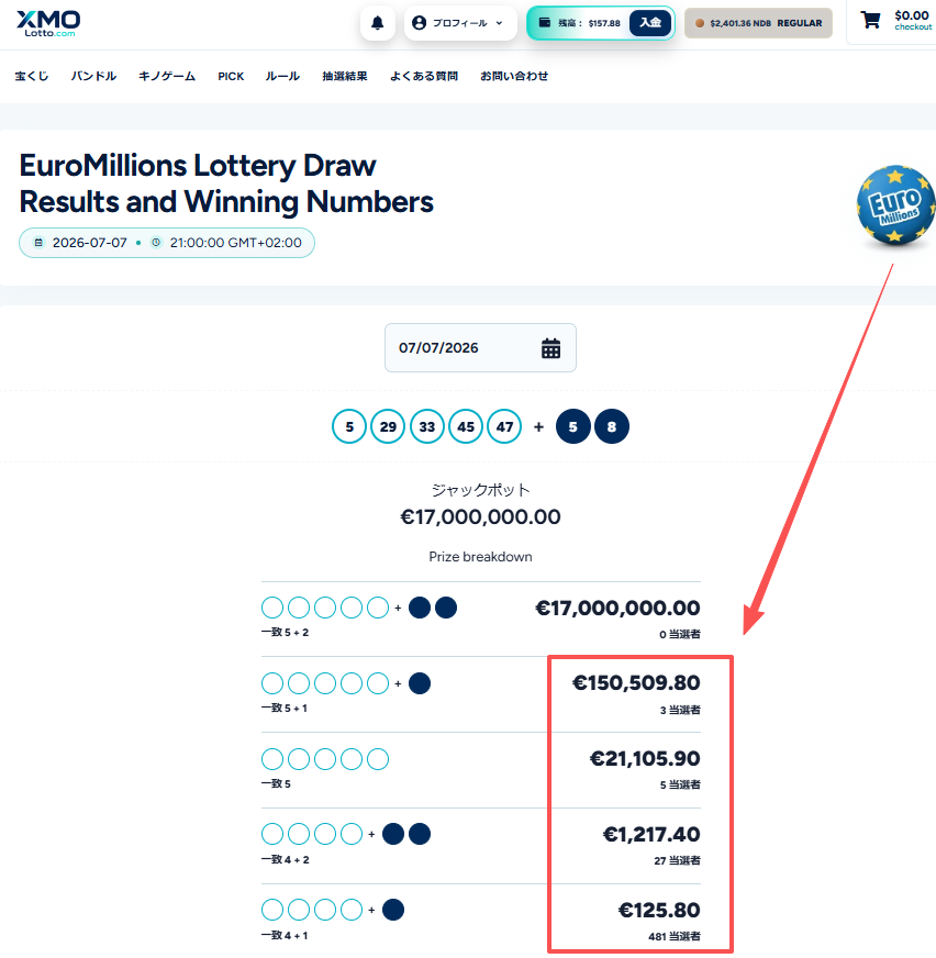 XMOLottoJP's tweet photo. EuroMillions 最新抽選結果（7月7日・火）

🎟️ 当選番号：5・29・33・45・47
⭐ Lucky Stars：5・8
🔎 抽選結果の詳細はこちら👇
https://t.co/Hy9BxizDna

#EuroMillions #ロト #宝くじ  #ロト #宝くじ #ロト7 #ロト6 #Mega https://t.co/oqXhgy8N3p