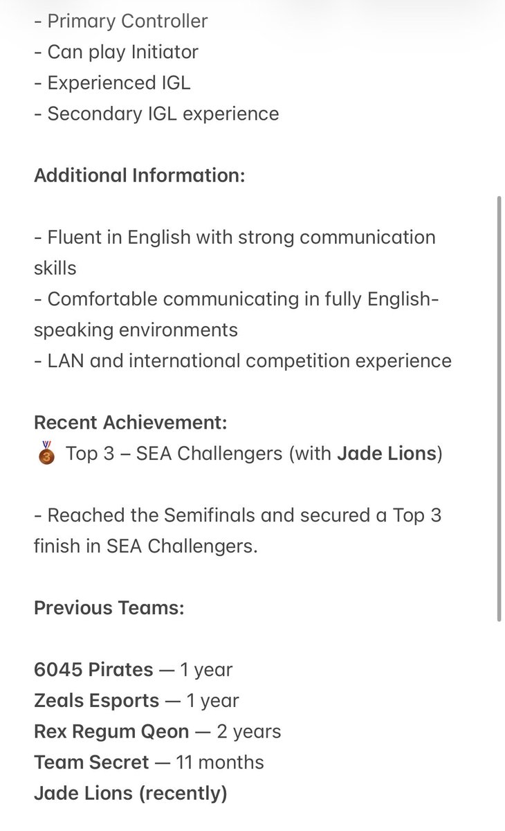 2geMONSTAH's tweet photo. LFO / LFT | Free Agent | VALORANT

I’m currently looking for an organization or team to represent. I’m exploring new opportunities and dedicated to win

open to offers from any region and fully willing to relocate.

Role: FLEX / CONTROLLER https://t.co/d7I29iGeAi