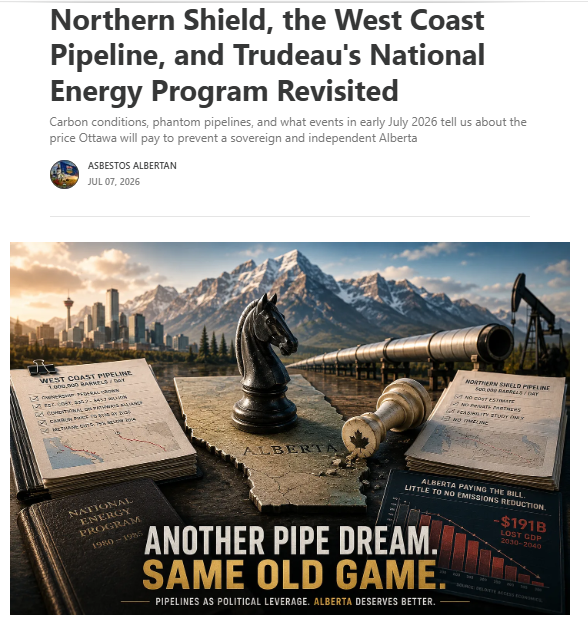 ikwilson's tweet photo. One of the best lines in this article is that the pipeline deal turns market access into a “hostage negotiation.”

Alberta may get access to tidewater, but only if it accepts Ottawa’s carbon agenda, Pathways costs, B.C. concessions, and years of political uncertainty.

That is not a good deal. Alberta can do better.

https://t.co/YIbAG1soXp