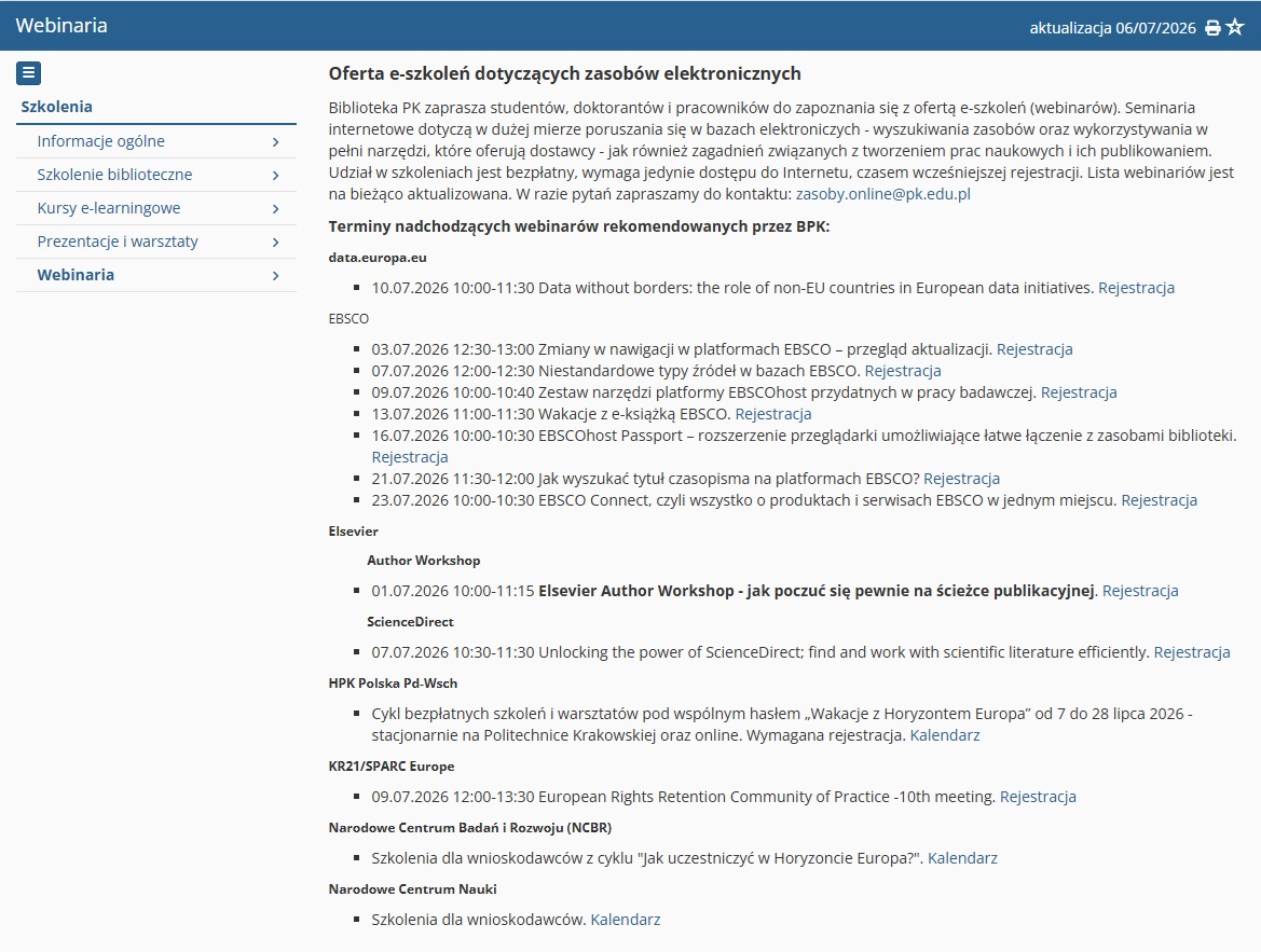 Biblioteka_PK's tweet photo. 📢 Zapraszamy na szkolenia w lipcu rekomendowane przez Bibliotekę #PK 👉 https://t.co/mD4McOtjPj
#Webinaria #Szkolenia #PolitechnikaKrakowska @EBSCO @ElsevierPl @SPARC_EU @NCBR_pl @NCN_PL https://t.co/8lZjveNRe0
